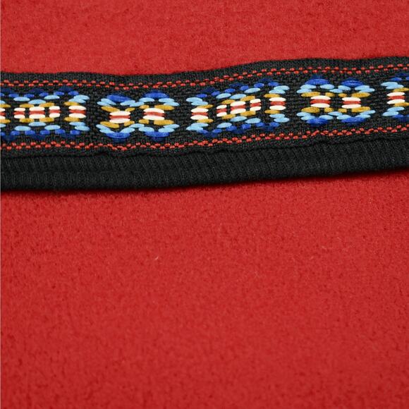 NWOT vintage thick red fleece fringe scarf with pockets southwest western aztec - Picture 5 of 9